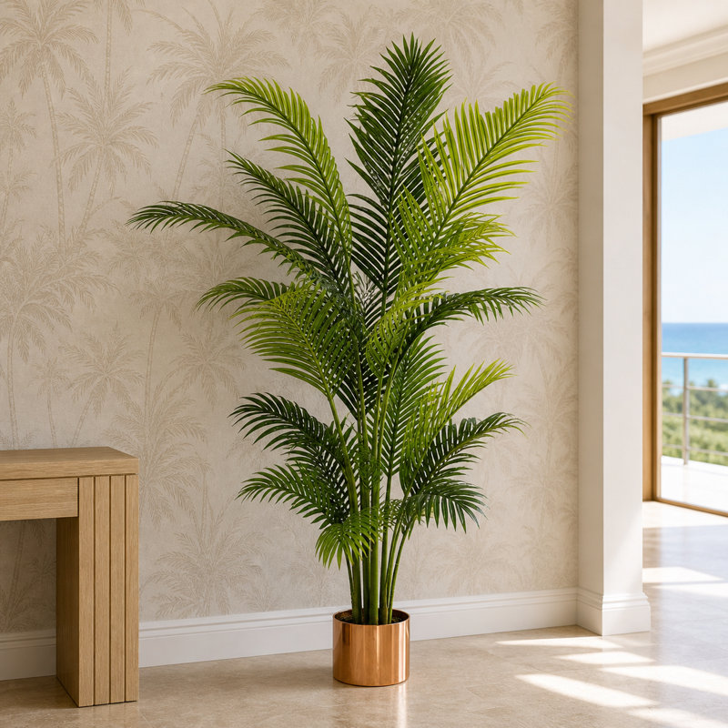 180cm Faux Palm Tree in Metal Pot, Orange