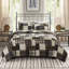 Couette réversible noire et marron - Grand lit/très grand lit, imprimée, garnie de coton, fermeture éclair, style chalet, 3 pièces réversibles, aspect chalet, garnissage riche, lavable à la machine