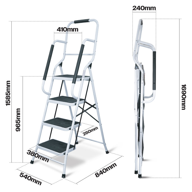 WFX Utility 4 - Step Metal Folding Step Ladder | Wayfair.co.uk