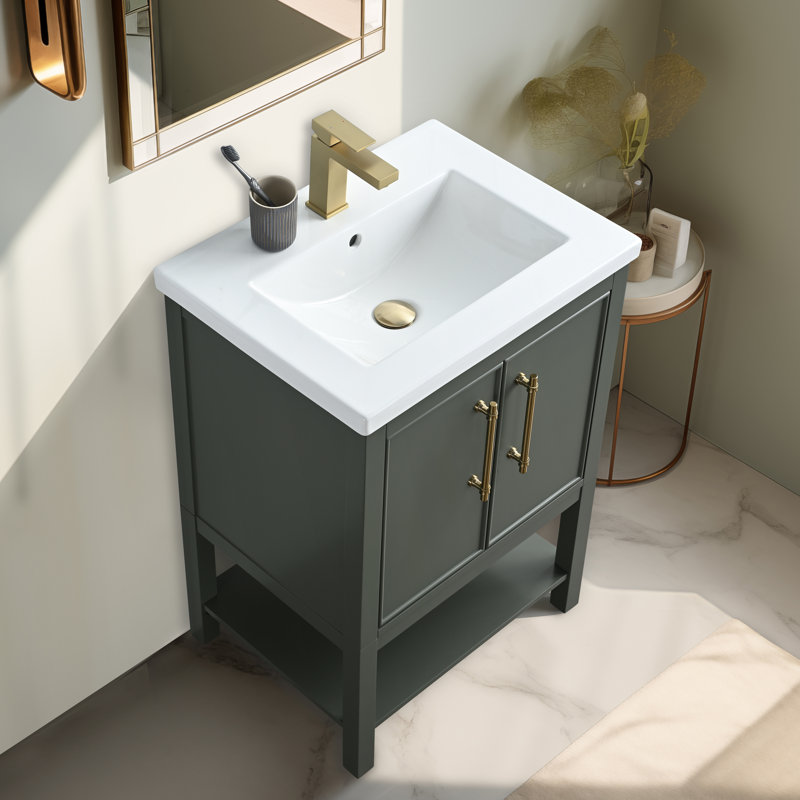 Ensemble de meuble-lavabo simple 24 po Jewell, Vert rétro