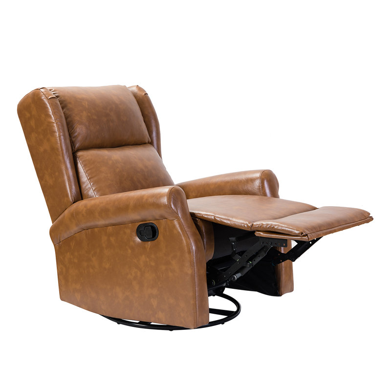 Allan Faux Leather Swivel Rocker Manual Recliner, Camel