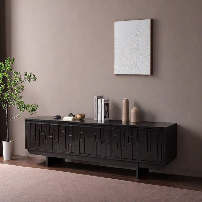 Meuble télé noir à design créatif personnalisé, 21.65" H x 62.99" L x 17.71" W