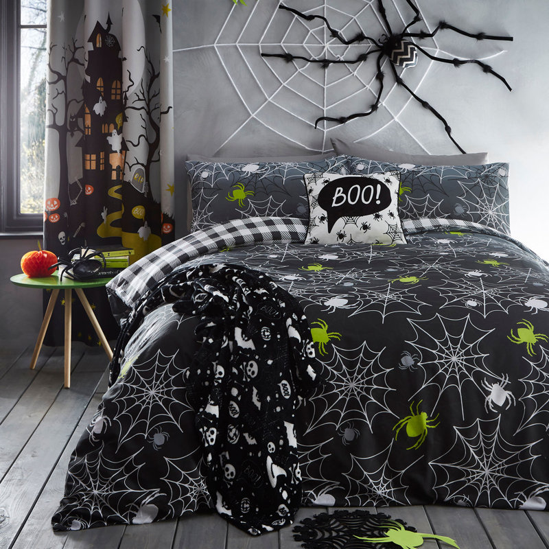 Boo Black Square Throw Cushion With Filling