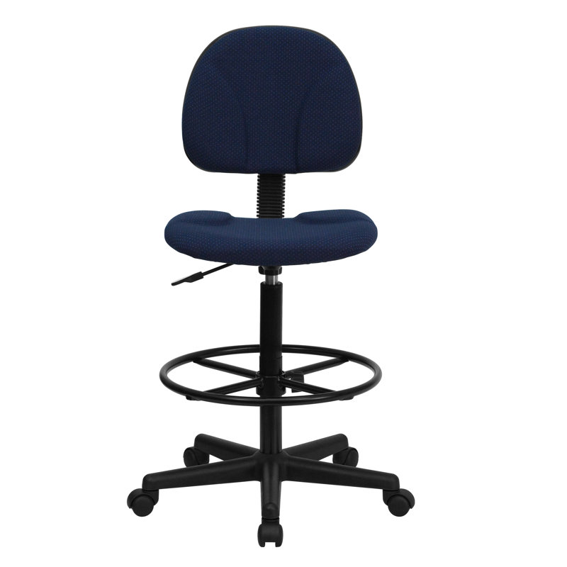 Fabric Drafting Chair with Adjustable Cylinders, Navy Blue, Not Included
