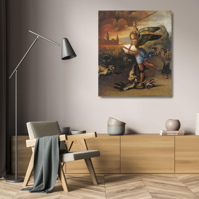 Art sur toile tendue avec galerie Astoria Grand Raphael, St Michael And The Devil, H 23 po x l 20 po