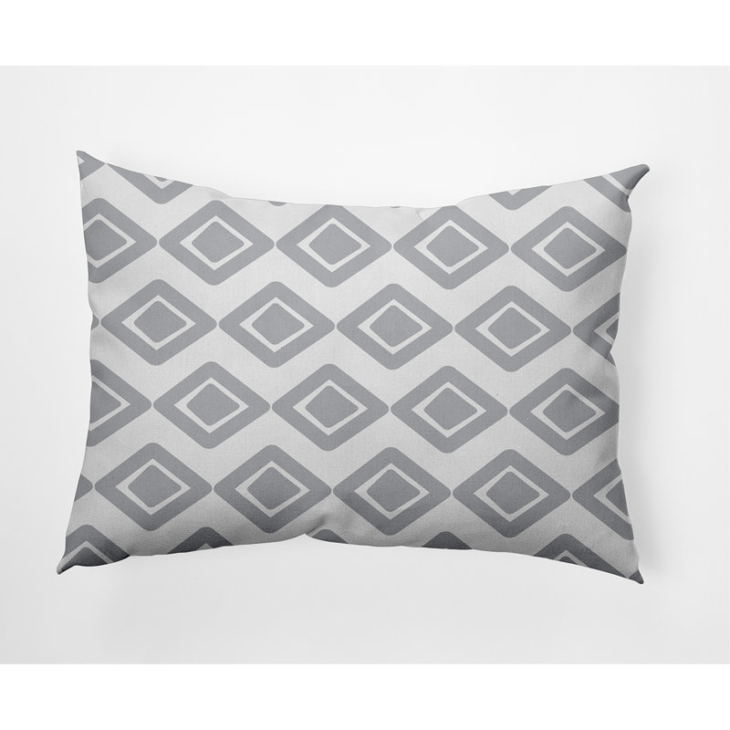 Diamond Geometric Outdoor Reversible Throw Pillow, Gray