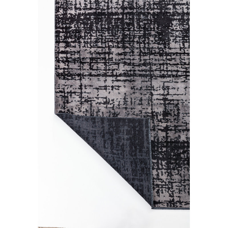 Rapture Gray/Black Abstract Luxury Area Rug, Rectangle 7'10" x 11'2"