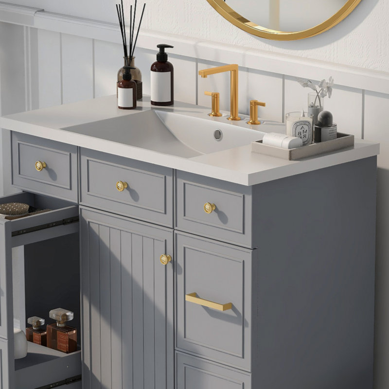 Rectangular  Hole Bathroom Resin Sink, Vanity Top Sink Only, Faucet,  Faucet And Cabinet Not Included