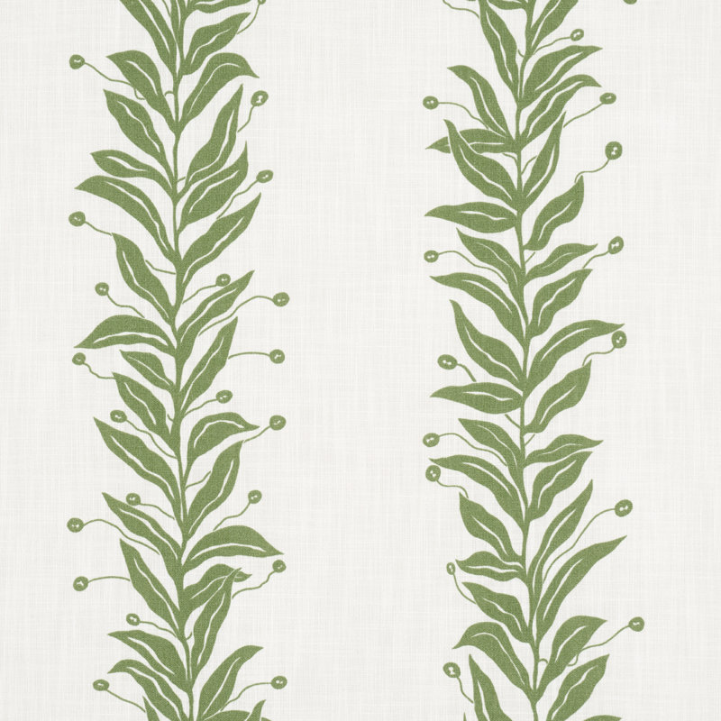 Schumacher x Marian Mcevoy Tendril Stripe Indoor/Outdoor Fabric, Leaf