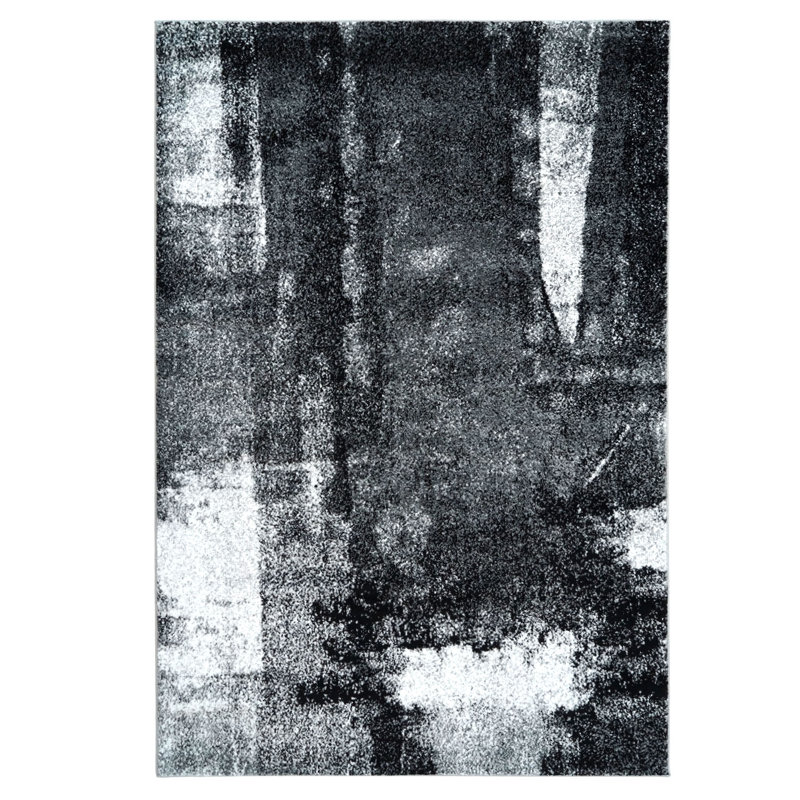 Tapis abstrait noir Cyrene, Rectangulaire 3 pi 11 po x 5 pi 3 po