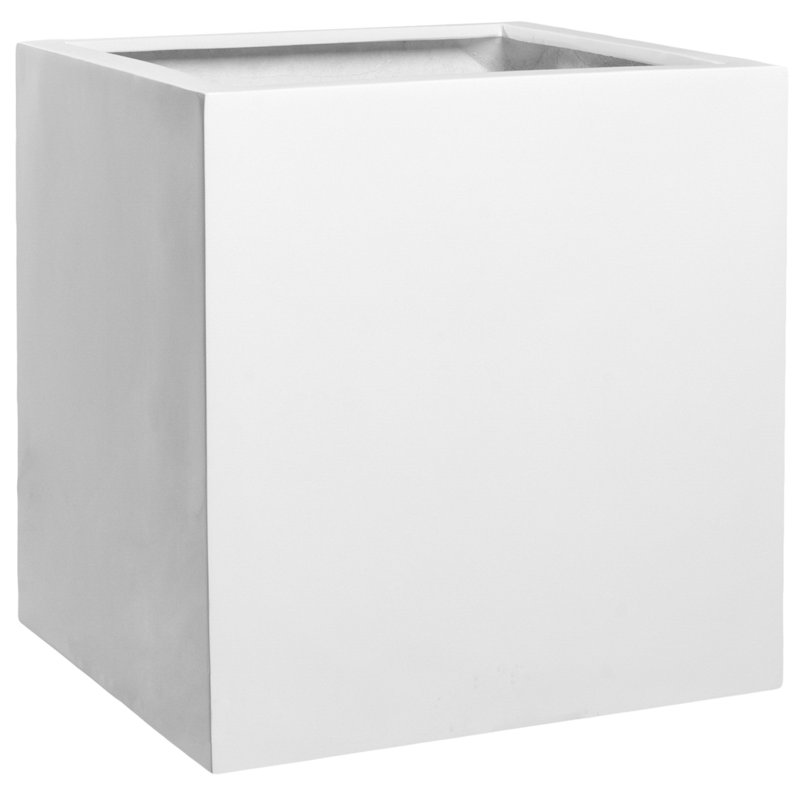 Boîte à fleurs en pierre Ahshanti, H 15,7 po x l 15,7 po x P 15,7 po, Blanc mat