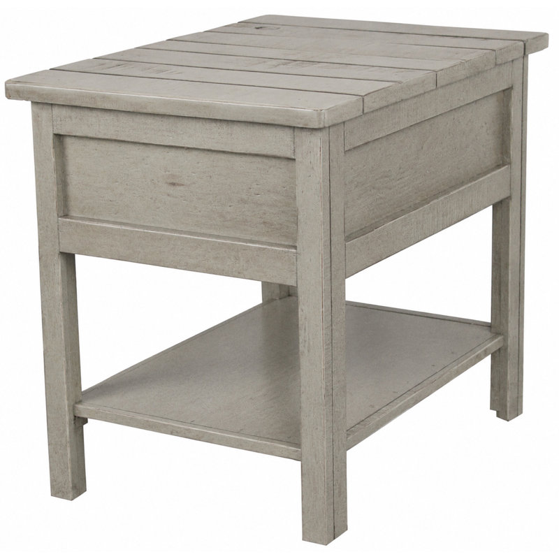 Canales Solid Wood End Table with Storage, Rustic Light Blue