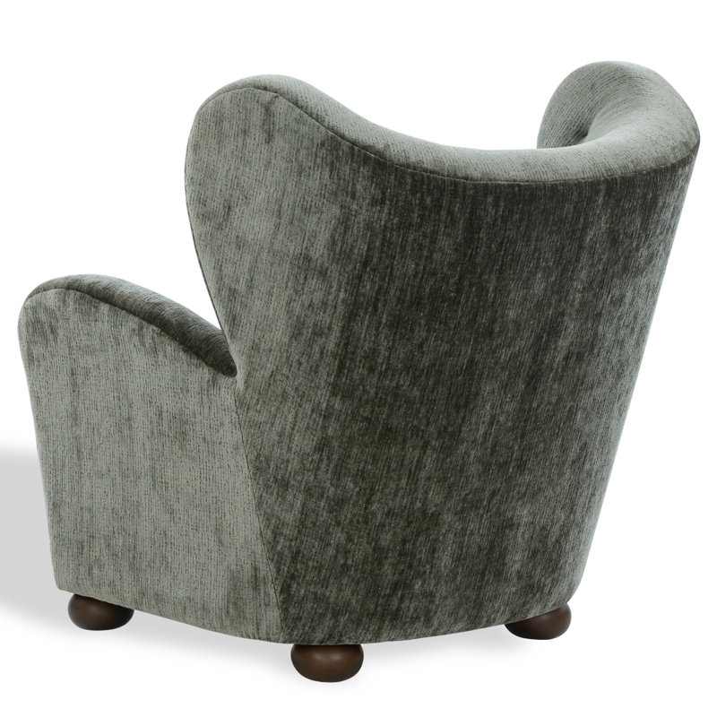 Galloway Wingback Accent Chair, Dark Green Chenille