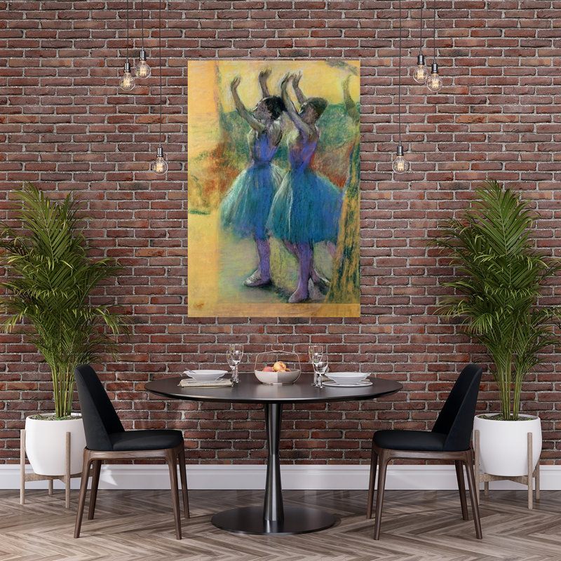 Two Blue Dancers Impressionist Abstract Contemporary Wall Art Print by Edgar Degas - Wrapped Canvas Print