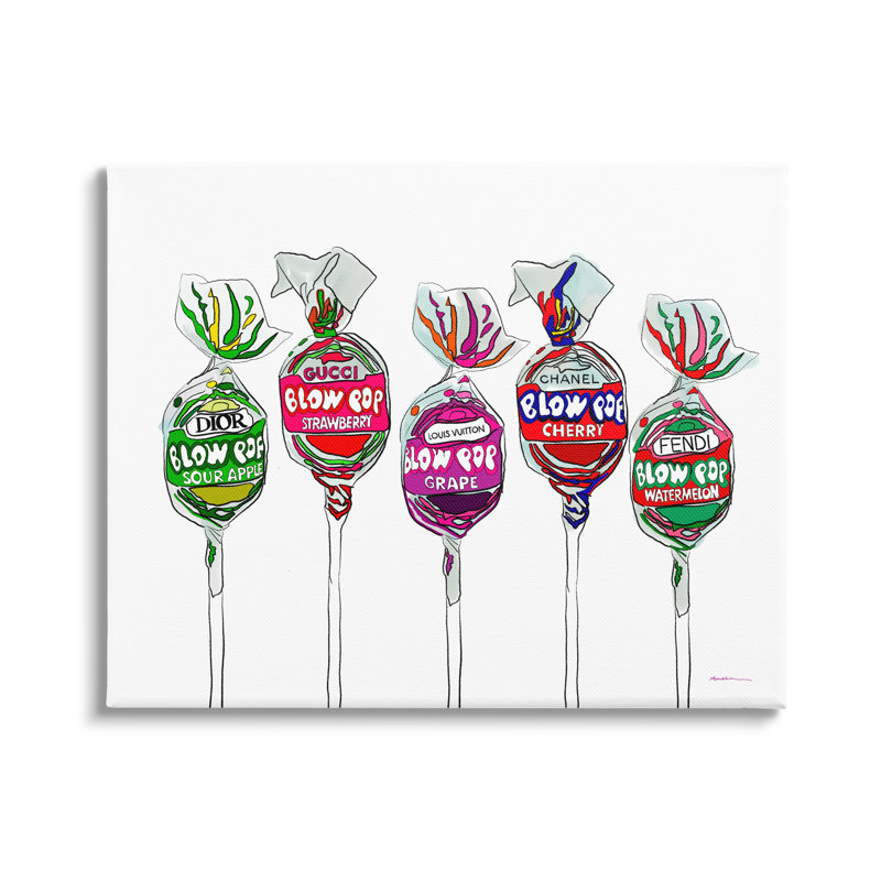 Winston Porter Modern Lollipop Candy Framed Floater Canvas Wall Art Design By Amelia Noyes, H 36 po x l 48 po x P 1,5 po