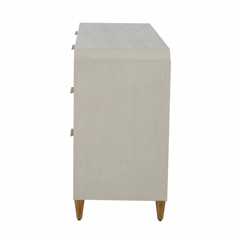 Gabby 60'' White and Gold Mid-century Modern 6-Drawer Dresser