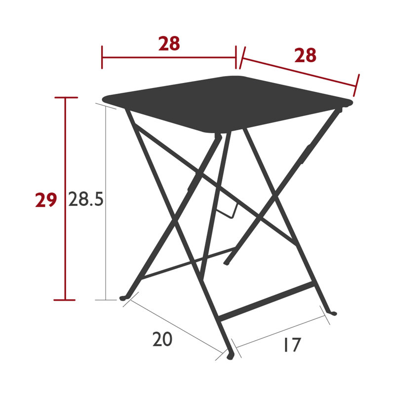 Outdoor Dining Table, 29" H x 28" L x 28" W, Acapulco Blue