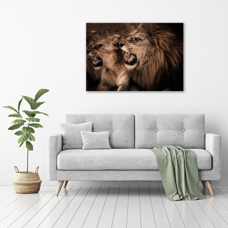Roaring Lions - No Frame Print on Canvas