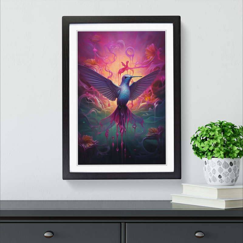 Hummingbird Surrealism No.2 - Framed Print, Black Framed, 64cm H x 46cm W x 2cm D