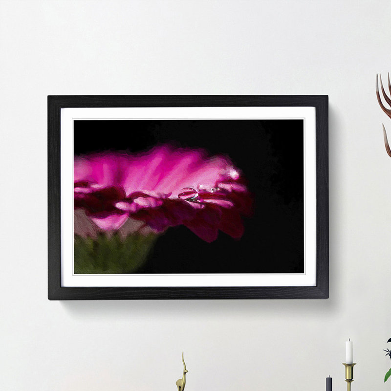 Pink Gerbera Flower - Picture Frame Painting Print, 27cm H x 36cm W x 2cm D, Black Framed