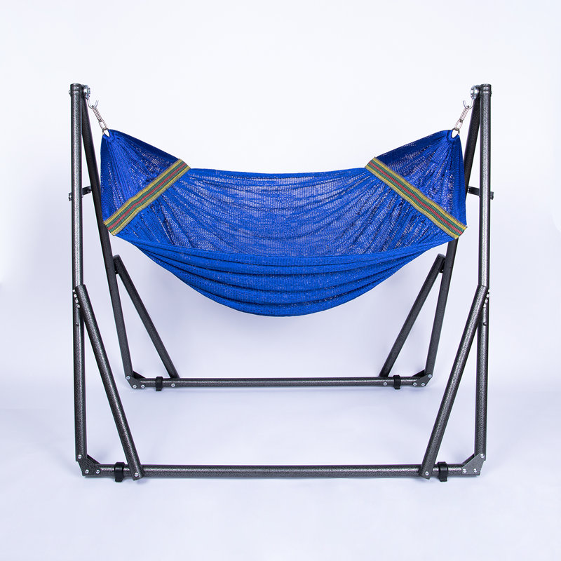 Chaise hamac et balançoire 2 en 1 avec support Kassab, Bleu