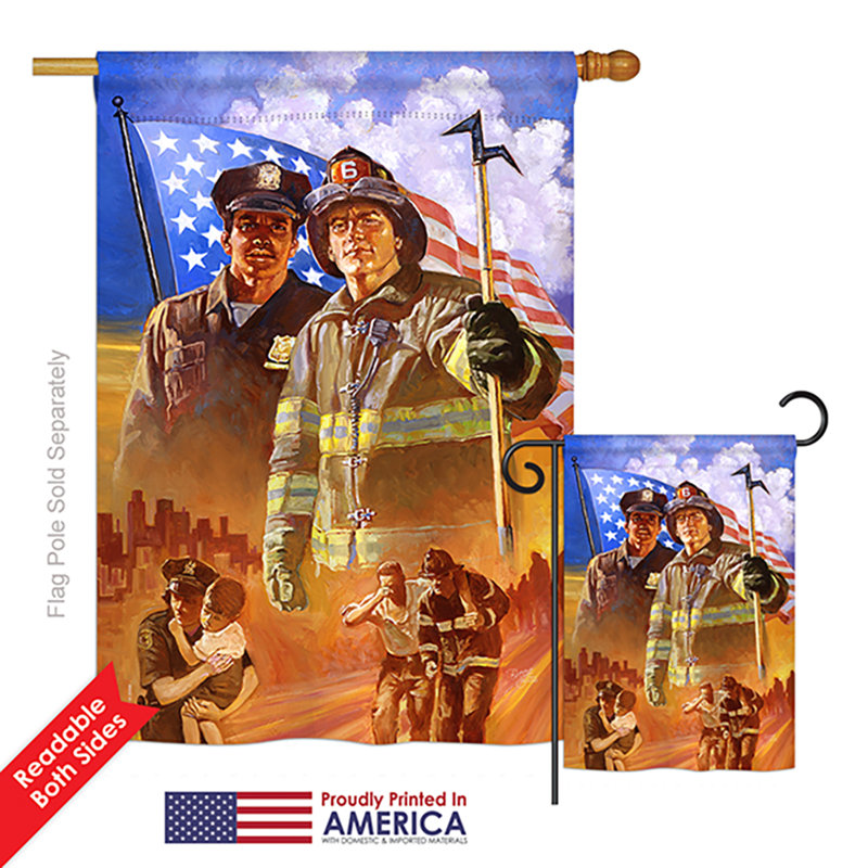 Ensemble de 2 drapeaux 2 côtés en polyester heroes americana patriotique impressions