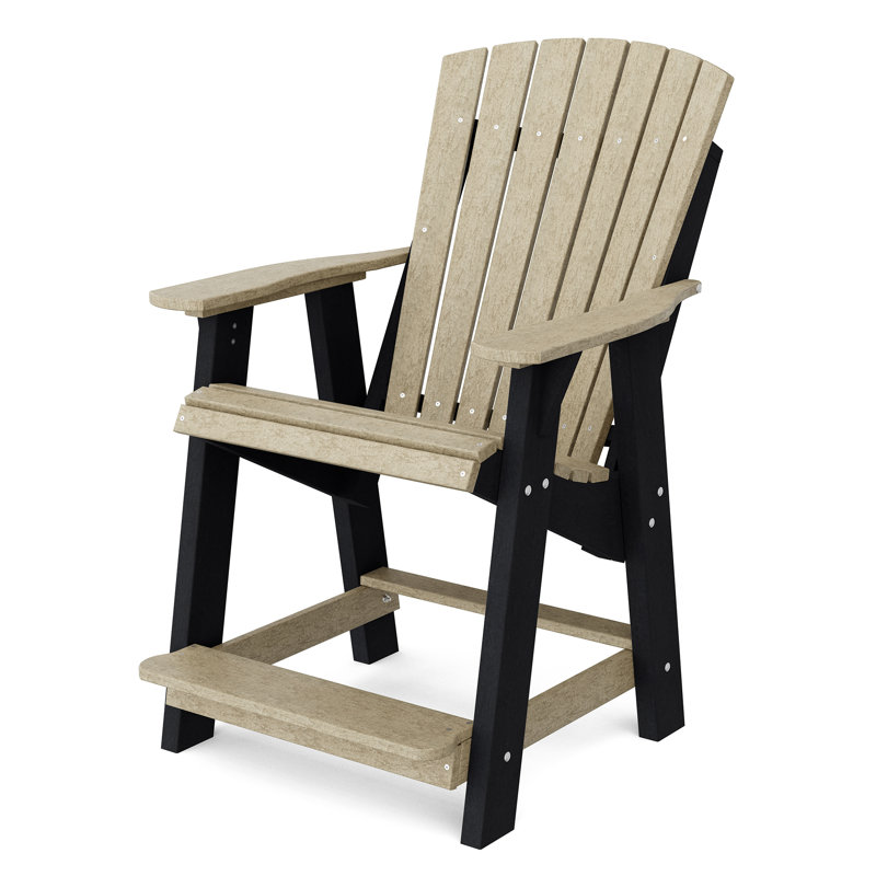 Heritage High Adirondack Chair, Weathered Wood/Black