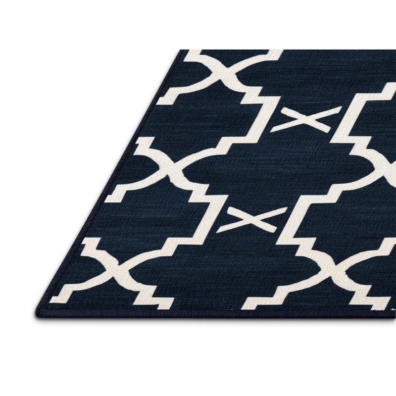 Tapis gris en treillis lavable à la machine, Rond 5 pi