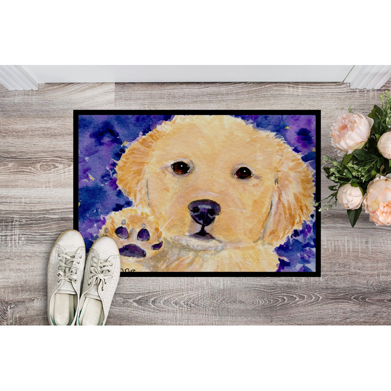 Tapis de porte d’intérieur anti-dérapant golden retriever, Rectangle 2 pi x 3 pi