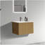 Table de maquillage de 24 po en chêne naturel rayé avec bol en céramique blanche, table de maquillage murale en porte-à-faux moderne pré-assemblée-2041902869-2041902870