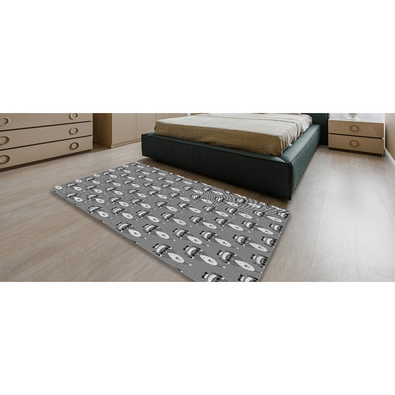 Tapis gris rectangulaire tissé à la machine 6 pi x 9 pi