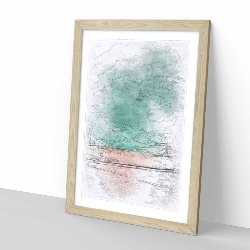 South Beach View In Miami Florida - Single Picture Frame Painting on MDF, 63cm H x 45cm W x 2cm D, Oak Framed