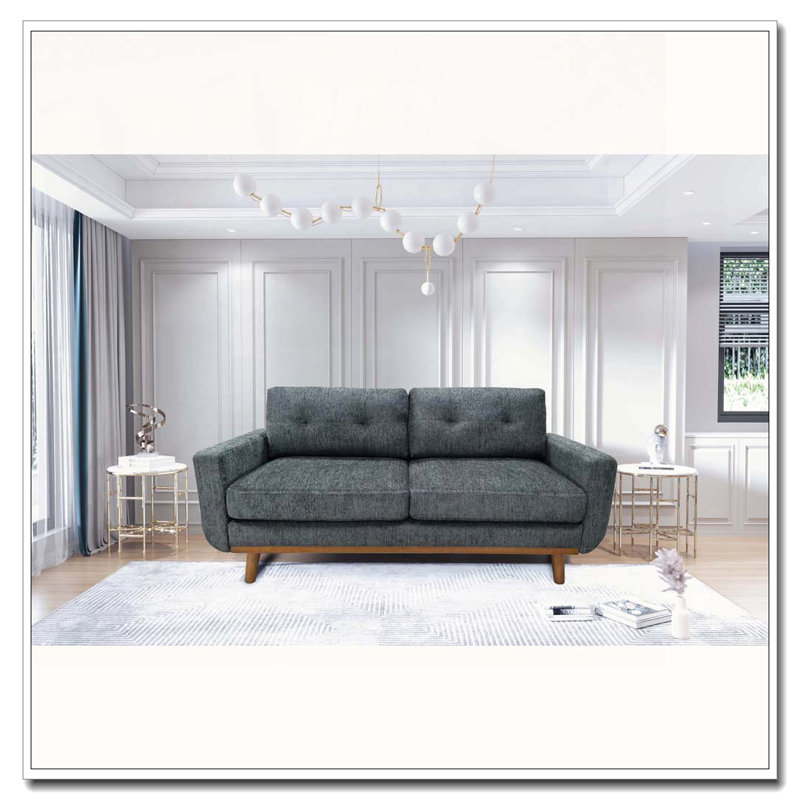 Canapé capitonné 67,7 po de largeur Mid-Century, Bleu gris
