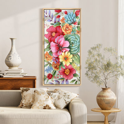 Floral Symphony Heavily Textured Hand Painted Framed Canvas Wall Art