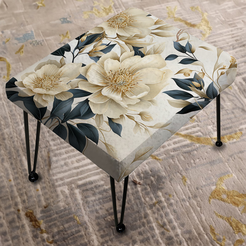 Harmonie des coquelicots blancs et bleus - Repose-pieds rectangulaire floral