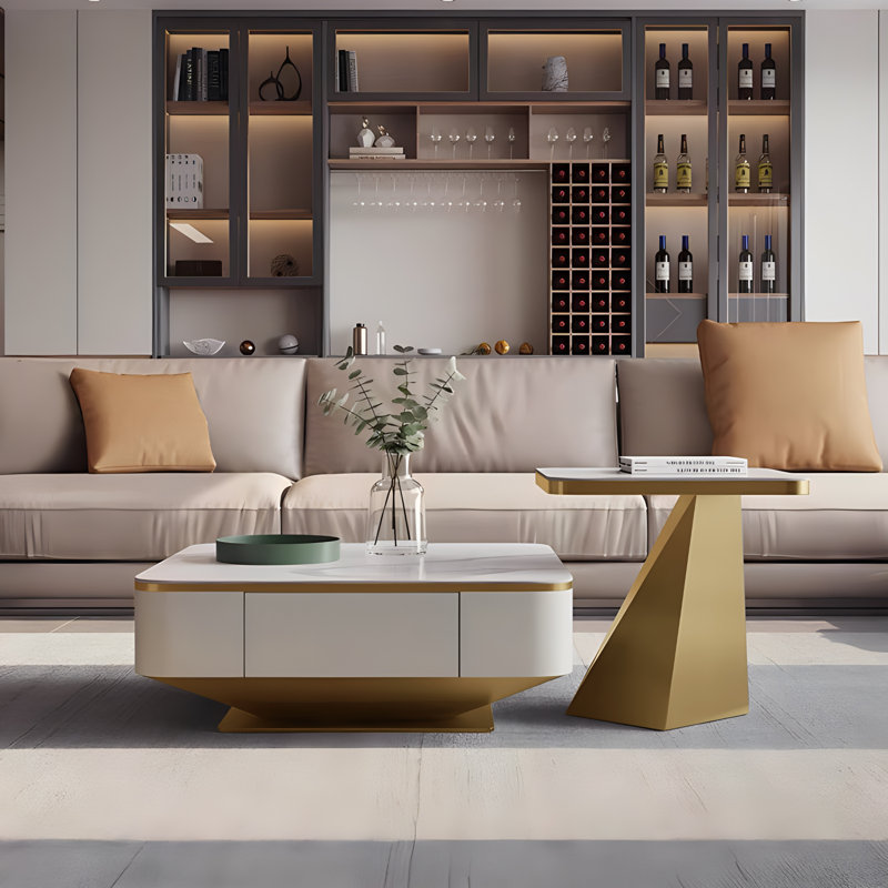 Hyrup Pedestal Coffee Table with Storage