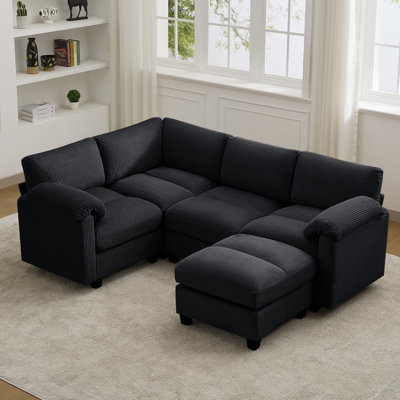 Canapé modulaire 5 places avec accoudoirs coussinés