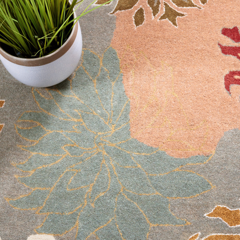 Jakahri Hand Tufted Wool Floral Rug, Runner 2'6" x 14'