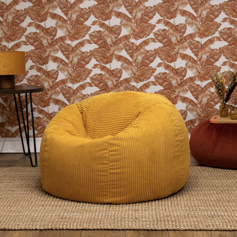 Bean Bag Bazaar Kingston Corduroy Classic Bean Bag, Ochre Yellow