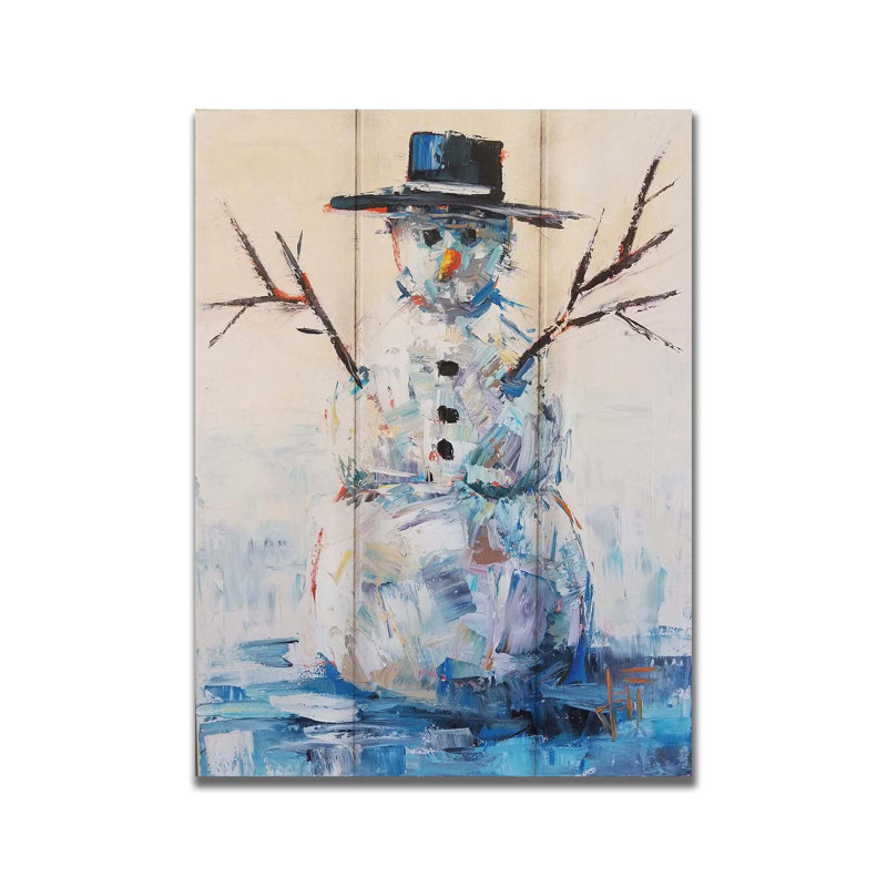Bonhomme de neige par Jeff Boutin, Non, H 8 po x l 10 po x P 1 po, Bois
