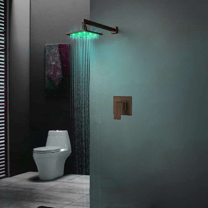 Rivera Dark Oil Rubbed Bronze LED Rain Shower with Wall Jets and Mixer Valve, 2" H x 12" W, Dark Oil Rubbed Bronze