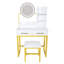 Coiffeuse de maquillage blanche, lumières à DEL à changement de couleur 3, 2 grands tiroirs de rangement, pieds en métal, meuble-lavabo de chambre à coucher, prise de courant réglable, fauteuil, commode-1527018471