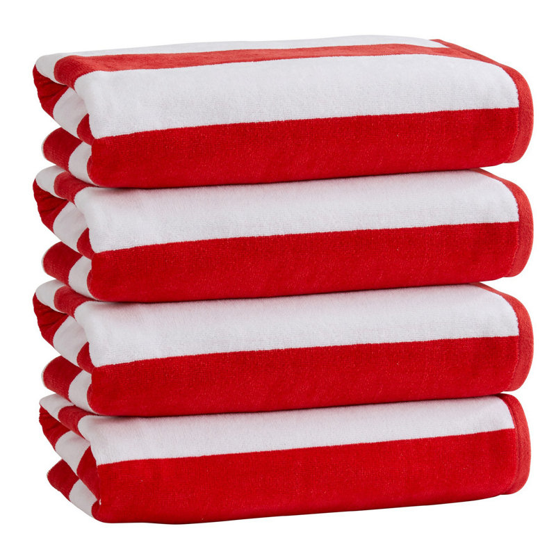 Serviette de plage 100 % coton, Rouge