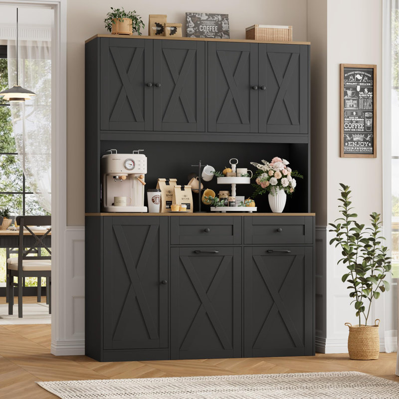 Armoire à poubelle de cuisine escamotable double H 71 po x l 47 po avec poubelle, Noir