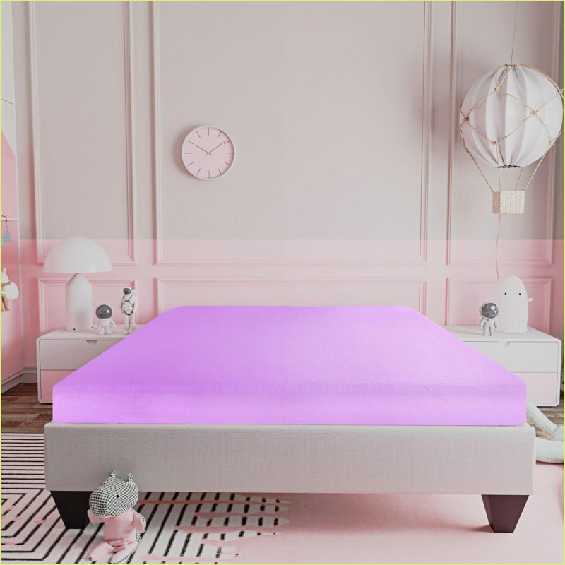 Matelas Matelas en mousse viscoélastique gélifiée ferme de 6 po avec housse en aloe vera rose respirant | Rose | Polyester