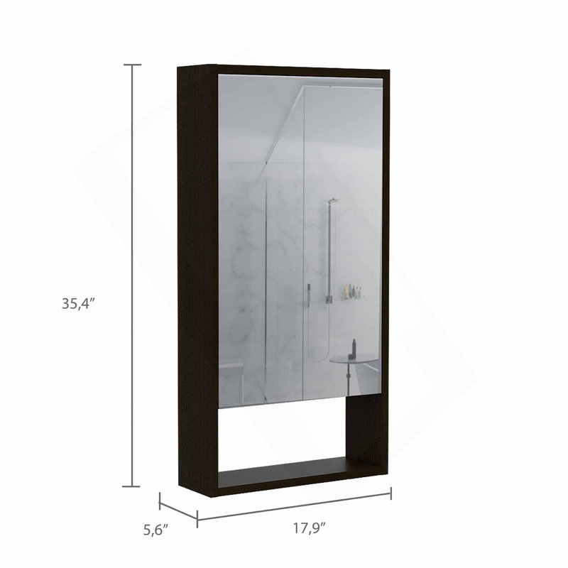 Armoire à pharmacie rectangulaire avec miroir wengé