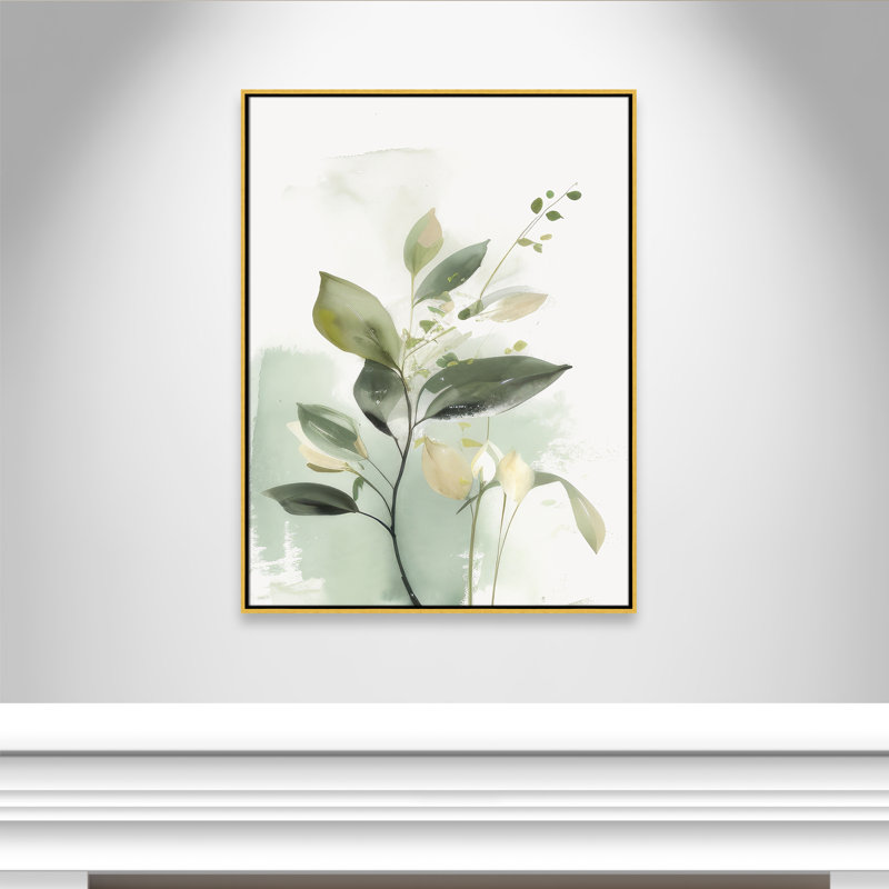«Greenery Serenade II» par Irena Orlov, Toile avec cadre, 31.5'' W x 41.5'' H, Flotteur doré