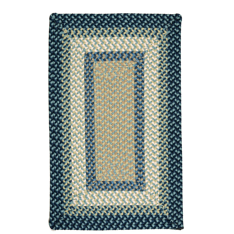 Tapis géométrique jaune en polypropylène Aylo, Beige / bleu, Rectangle 8 pi x 11 pi