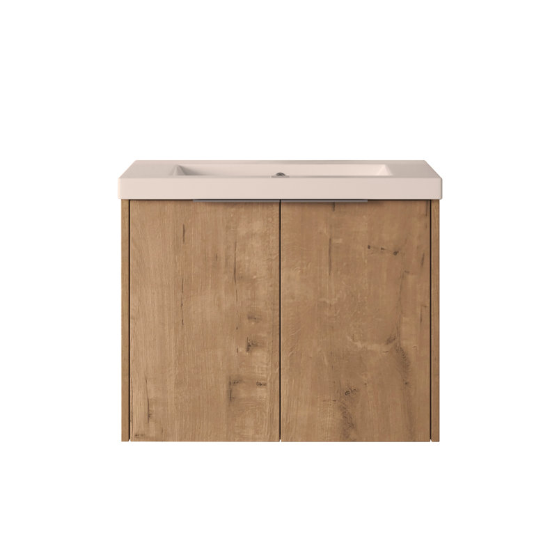 Meuble-lavabo 60 po avec lavabo, petites tablettes de rangement, armoire combinée 24 po et 12 po, Imitation chêne