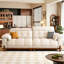 Causeuse-coussin beige modulaire en chenille-723386660